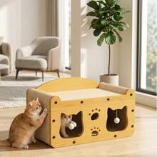 Cute Cat Villa Cat Bed Cat Scratcher Corrugated Cardboard Cat Bed No Shedding - one-size - View 5