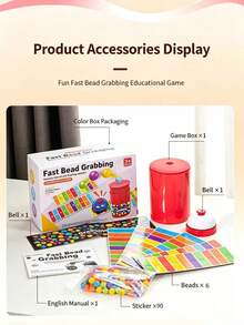 Children's Colorful Ball Card Table Game Set, Lucky Draw Game, 90 Colorful Balls, 1 Game Box, 6 Cards, 1 Bell, Multi-Player Entertainment, Develop Color Recognition And Reaction Ability, Suitable For Children's Parties, Parent-Child Interaction, Ideal Gift For Holidays And Birthdays, Christmas Gift - Multicolor - View 10