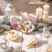1pc Food Shaped Christmas Tree Ornament, Hamburger Donut Ice Cream Pendant, Kids Christmas Party Decoration - Multicolor - View 2
