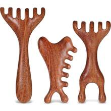 3 Packs Wooden Massager Comb Gua Sha Scraping Massages Double Head Massage Rake Foot Massagers Tools With Long Handle For Head Neck Back Legs Feet - Brown - View 8