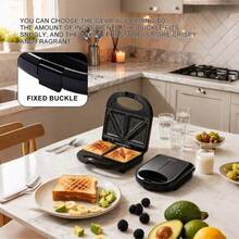 SOKANY 08123 Sandwich Maker, 750W Double-Sided Heating, 4-Slice Non-Stick Breakfast Machine, Automatic Edge Sealing & Leak-Proof Lock, Oil-Free Cooking, Ready In 3 Mins, Multifunctional Kitchen Gadget - Black - View 8