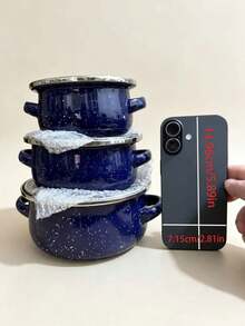 3pcs Enamel Soup Pot Set, Mini Enamel Pot For Porridge, Milk, Noodles, Suitable For Induction Cooktop And Gas Stove - View 9