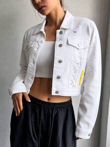 Women Denim Jackets & Coats - White - View 5