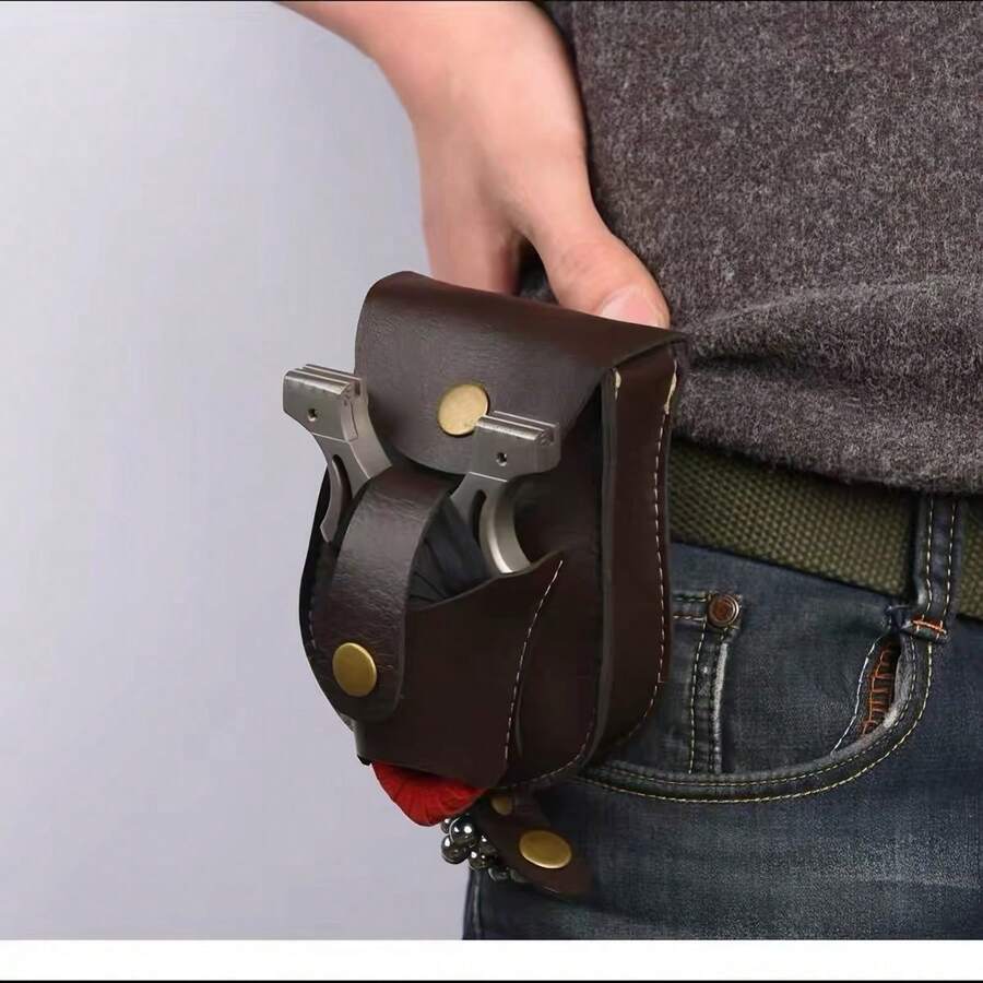 Premium Sling Shot Pouch Heavy‑Duty Hunting Waist Bag Portable Steel Ball Storage Pouch With Belt Loop Durable Brown Outdoor Sports Gear Sling Shot Accessory