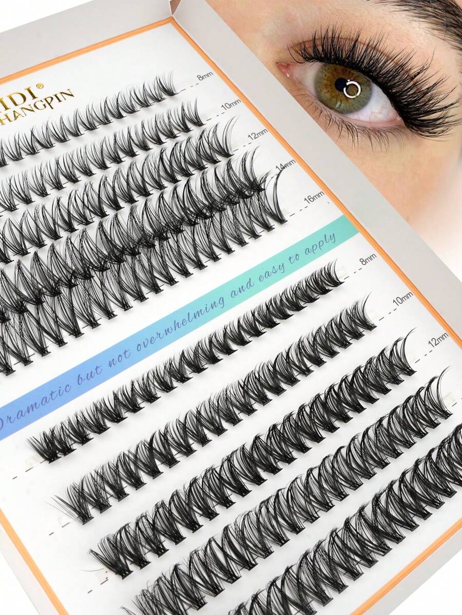 SHIDISHANGPIN 200pcs DIY Single Cluster Eyelash Bundles, Segmented Lash Extension Bundles, 8-16mm Mixed Length, D Curl Natural Soft, Suitable For Beginners, Girls Daily Personal Lash Extension - D - View 1