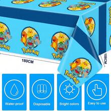 3pcs/1pc Cartoon Anime Character Theme Tablecloth, Christmas Decoration Set, Tablecloth, Party Happy Birthday Decor, Yard Use, Room Decoration, Perfect For Birthday Parties And Holiday Gatherings. Best Party Gift For Friends And Couples - Multicolor - View 4
