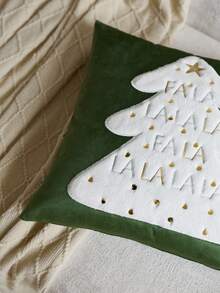 1件裝聖誕綠色聖誕樹刺繡枕套,聖誕Falala枕套,適合室內裝飾、聖誕裝飾,四季通用,不含枕芯 - 綠色 - 查看 7