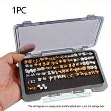1pc Transparent Visible Earring Display Box, Multi-Slot Jewelry Storage Box, Suitable For Women And Girls, Lightweight And Convenient To Carry, Protects Jewelry From Scratches And Prevents Oxidation And Discoloration - Black - View 1