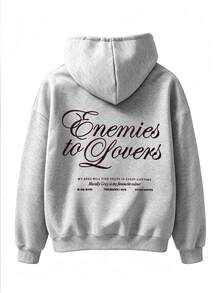 Women's Loose Grey Sweatshirt With Drawstring, Long Sleeve Knit Sweatshirt, Autumn Street Style - Grey - View 10