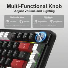 MageGee GK950 Bluetooth/2.4G/Wired Membrane Keyboard, Adjustable RGB Backlight, 80 Keys, Rotary Knob For Volume & Light Control, 4000mAh Battery, Silent Typing Keyboard, Suitable For Laptop,/PC/Tablet/Study/Family/Gift/Work/Gaming - View 7