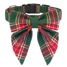 Festive Christmas Dog Collar With Bow Tie, Red Green Plaid Detachable Sailor Bow Dog Collar, Adjustable Durable Buckle Pet Collar For Dogs Xmas Holiday Party Costume Photo Props Daily Use - Multicolor - View 14