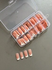 120pcs Rectangular Minimalist French Style Fake Nails, Elevate Your Style, Suitable For Women And Girls DIY Fake Nails - Multicolor - View 3