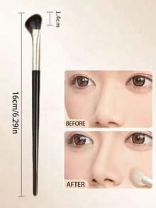 2pcs Half-Moon Nose Contour Brush Set, Soft And Portable, Angled Nose Contour Brush, Soft Bristle Angled Nose Shadow Tool, Professional Concealer Makeup Brush, Professional Highlighter Blush Makeup Tool, Quickly Create Nose Shape For Beginners - Black - View 2