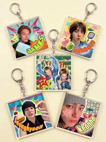 1pc/5pcs K-Pop Boy Group CO-RTIS Photo Frame Aesthetic Anime Acrylic Keychains, New Korean Boy Group CO-RTIS Member Sticker Style Art Series Backpack And Car Key Accessories, K-Pop Boy Group Popular Aesthetic And Fan-Made Idol Support Merchandise Gift For Enthusiasts - Multicolor - View 6