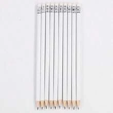 5/10/20pcs Simple White Round Pencils With Eraser, Pre-Sharpened, Suitable For Learning, Office And Practice Use - Multicolor - View 5