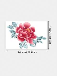 1pc Temporary Tattoo Sticker, Red Peony Flower Pattern, Realistic Tattoo Design, Suitable For Daily Wear, Bachelorette Party Favors, Music Festivals, Games, Graduation Gifts, Lasts 3-5 Days - Multicolor - View 4