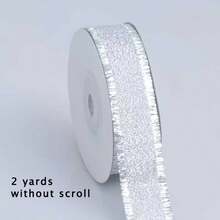 2 Yard Gold & Silver Metallic Tassel Satin Ribbon, Pleated Texture Christmas Trim, Handmade Bow Material, Gift Box Wrapping, Floral Decoration, Christmas Tree Ornament, Holiday Scene Decor, Glamorous & Shiny, Winter Holiday DIY Packaging Accessory - Multicolor - View 9