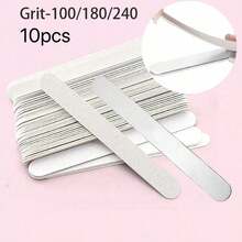 50pcs Replaceable Sandpaper Strips, Tearable, Washable, Reusable, 100/180/240 Grit (Stainless Steel Plate Sold Separately) - Light Grey - View 1