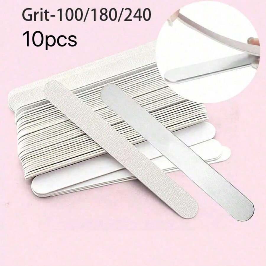 50pcs Replaceable Sandpaper Strips, Tearable, Washable, Reusable, 100/180/240 Grit (Stainless Steel Plate Sold Separately) - Light Grey - View 1