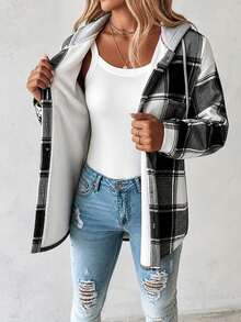 Fall & Winter Must-Have Hooded Wear,Cardigan For Women,Tall Curve Women Clothes,Vacation Outfits Women,Going Out Tops Women,Going Out Tops,Christmas - Black - View 6