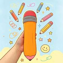 1pc New Oversized Realistic Pencil Rocket Popsicle Squishy Slow Rebound Stress Relief Toy Venting Toy [Random Style & Color] - Multicolor - View 8