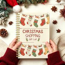 Shopping List Record 1pc Fun Colorful Socks Ornament, Christmas Shopping List Notebook, Gift Budget Planner, Expense Control Manual, Christmas Planning Pages, Workplace Christmas Gift, Personal Holiday Planner, Gold Spiral Binding, Smooth - Notebook - View 5