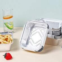 Aluminum Foil Rectangular Baking Pan, Suitable For Rice, Outdoor BBQ, Takeout, Oven Baking, To-Go, Aluminum Foil Food Container, Disposable Food Container - View 2