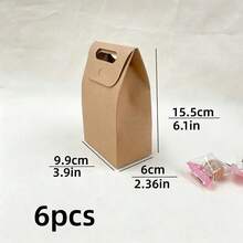 6pcs Kraft Paper Gift Bags With Window, Foldable Blank Paper Storage Bags, Small Decorative Accessory Universal Packaging Bags, Suitable For Easter, Halloween, Wedding, Birthday Party, Holiday Return Gifts, Handmade Small Items Storage, Multi-Scenario Universal - Multicolor - View 13