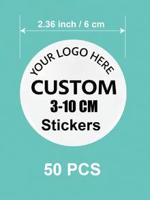 1/20/50/100/500pcs 3-10cm Customized Personalized Waterproof Round Stickers For Business Logo, Suitable For Various Occasions, Photos, Images, Labels, Custom Logo Stickers, Circle Label Stickers, Custom Sticker Logos, Thank You Sticker - White - View 41