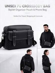 PU Crossbody Bag Unisex Japanese Style Ins Fashion Multifunctional Phone Small Shoulder Bag Casual Minimalist Backpack Camera Bag Side Bag Holiday - Crossbody Bag - View 2