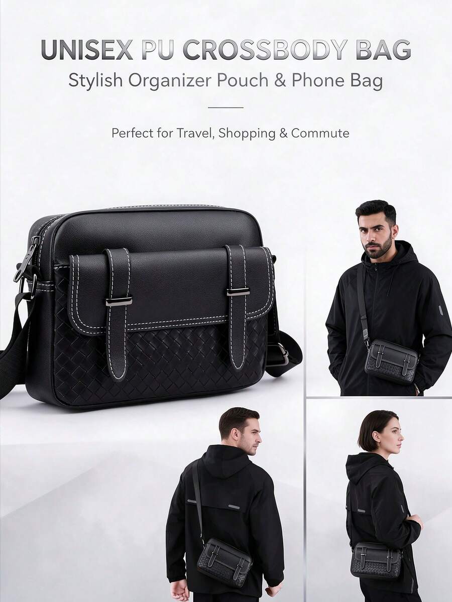 PU Crossbody Bag Unisex Japanese Style Ins Fashion Multifunctional Phone Small Shoulder Bag Casual Minimalist Backpack Camera Bag Side Bag Holiday