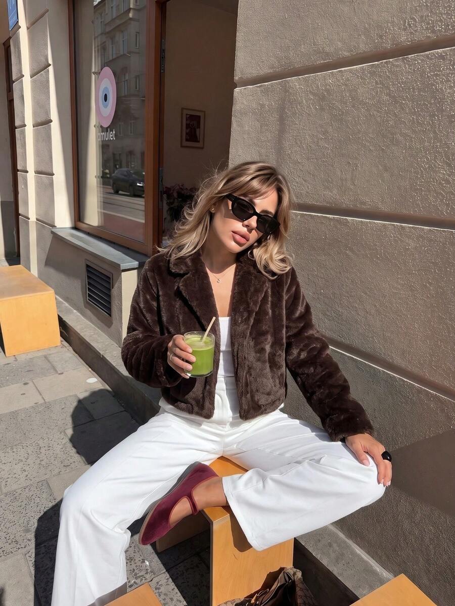 Elegant Women's Plush Jacket, Outdoor Warm Design, Fashionable Versatile Daily Commute Top