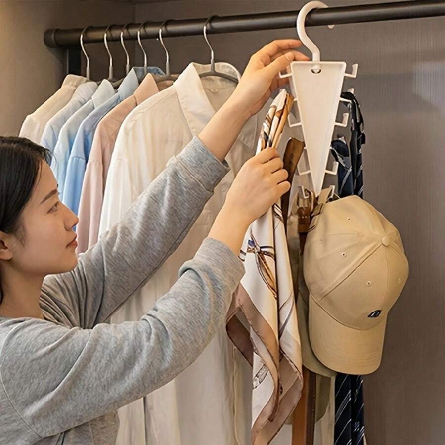4pcs_9pcs V-Shaped Multi-Hook Storage Hanger, Space-Saving Multifunctional Rack For Closet, Hats, Bags, Belts - Multicolor - View 1