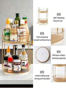 Kệ đựng mỹ phẩm xoay 360°, hộp đựng dưỡng da trong suốt dung tích lớn cho bàn trang điểm, hộp đựng nước hoa, kệ sắp xếp mỹ phẩm, 1 cái, đồ dùng thiết yếu tựu trường - Rượu sâm banh - Xem 8