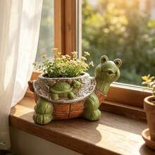 Creative Textured Resin Turtle Planter Decorative Flower Pot Home Balcony Turtle Potted Plant Outdoor Windowsill Yard Garden Turtle Resin Ornament Succulent Flower Pot Gardening Decor - Turtle Planter - View 7
