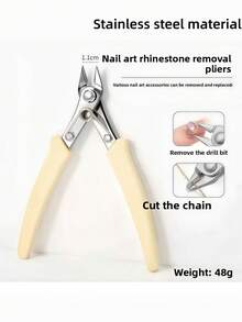 Christmas Upgraded Cream White Metal Heavy-Duty Nail Rhinestone Remover, Diamond Decorated Scissors With Cardboard Packaging, Professional Nail Art Tool, Suitable For Salon Nail Artists And DIY Home Nail Rhinestone Removal - Multicolor - View 2