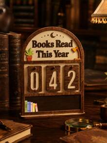 1pc Wooden Reading Counter, Can Be Used As Desktop Decoration, Fun Calendar Or Wooden Craft. 1pc Reading Counter Wooden Craft Pendant, Fun Bookshelf Decoration, Decorative Gift, Personalized Book Reading Tracker, Annual Reading Volume Counter, Library Decoration, Bookshelf Decoration Book Tracker, Reader Gift, Bookworm Enthusiast Gift, Book Lover Christmas Gift. - Brown Flower Pot Moon Counter - View 6