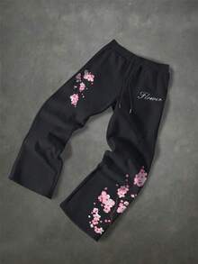 Men's Casual Loose Straight Leg Fashion Sports Long Pants, Spring/Autumn - Black - View 3