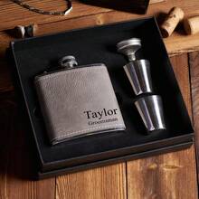 1pc Personalized Portable Flask, Christmas Portable Flask, Customized Portable Flask, Father's Day Gift, Father's Day Essential, Boyfriend Gift, Customized Father's Gift, Birthday Gift, Boyfriend Birthday Gift, Customized Leather Portable Flask - Black - View 18