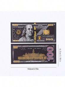 2026-1pc Black & Gold 100 Amount Gold Foil Currency Commemorative Coin, Double-Sided Colorful Dollar Commemorative Card - Birthday Gift - Graduation Gift - Halloween Gift - Christmas Gift - Gift - Multicolor - View 6