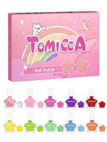 TOMICCA 5ml 10入快乾水性彩色指甲油，易卸除不傷甲，適合初學者居家DIY、美甲店使用或送禮 - 彩色 - 查看 10