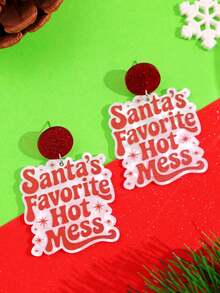 1 Pair Christmas Exquisite Creative High-End Niche Design Personalized Fashion Santa's Favorite Hot Mess Acrylic Earrings, Women's Daily Holiday Party Outfit Gift Jewelry - Multicolor - View 3