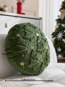 1件米色人造毛皮聖誕樹刺繡枕套,適合室內裝飾、聖誕裝飾,四季通用,不含枕芯 - 米色 - 查看 5