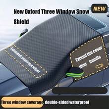 Car Windshield Snow Cover, Oxford Cloth Frost Ice Snow Sun Dust Protection Cover, Waterproof Windshield Cover With Rearview Mirror Pocket And Reflective Strip, Foldable Winter Car Front Window Half Cover Car Accessory - C'c - View 3