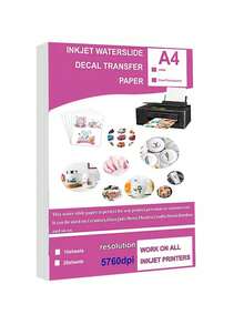 10 Hojas A4 Papel de Transferencia de Agua para Impresora de Inyección de Tinta (Blanco Transparente), Adecuado para Proyectos DIY, Impresión de Alta Resolución con Impresora de Inyección de Tinta (8.27 X 11.7 Pulgadas), Útiles Escolares, Vuelta a la Escuela - transparente - Ver 6
