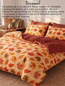 2pcs/3pcs Autumn Yellow Maple Leaves Digital Print Duvet Cover Set (1 Duvet Cover + 1/2 Pillowcase, Without Filling Material). Versatile Fun Style, Rustic Fresh Polyester, Soft Skin-Friendly. For Master/Guest/Second Bedroom, All Seasons,Ideal Gift - Multicolor - View 5