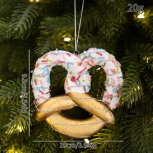 1pc Food Shaped Christmas Tree Ornament, Hamburger Donut Ice Cream Pendant, Kids Christmas Party Decoration - Multicolor - View 4