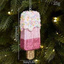 1pc Food Shaped Christmas Tree Ornament, Hamburger Donut Ice Cream Pendant, Kids Christmas Party Decoration - Multicolor - View 15