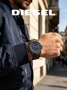 Diesel Men's DZ1618 Chronograph Quartz Watch, Large Gunmetal Grey Case With Deep Blue Dial And Date, Fashionable Practical Gentleman Gift Wristwatch - Black - View 3