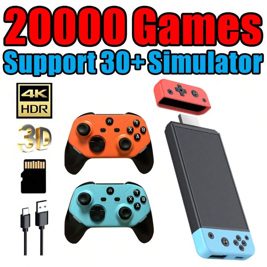 1 Set Retro Game Console, Built-In 20,000 Games, 30+ Emulators, Dual Game Controllers, 2-Player Retro Game Console, Plug And Play TV Game Console, Classic Video Games, Arcade Game Console With RGB Lights And 3D Joystick - View 1